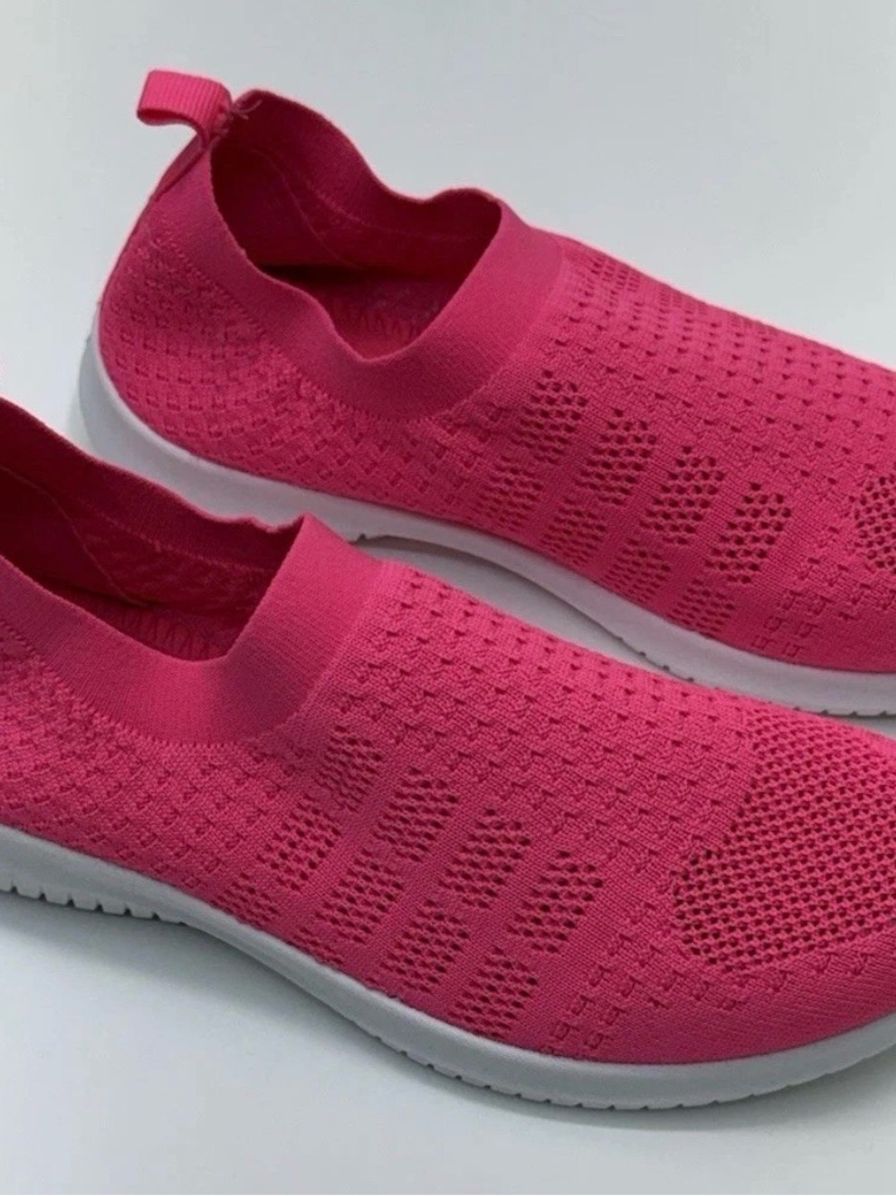 H2K Women’s Pink Slip On Sneakers Knit Walking Comfort Shoes Size 9